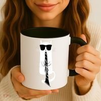 Funny Cat Wearing Sunglasses Playing Clarinet Coffee Mug thumb 3