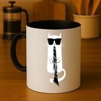 Funny Cat Wearing Sunglasses Playing Clarinet Coffee Mug thumb 4