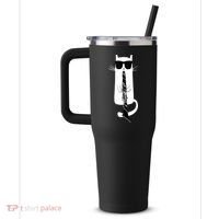 Funny Cat Wearing Sunglasses Playing Clarinet 40oz Vacuum Insulated Stainless Steel Travel Tumbler thumb 2