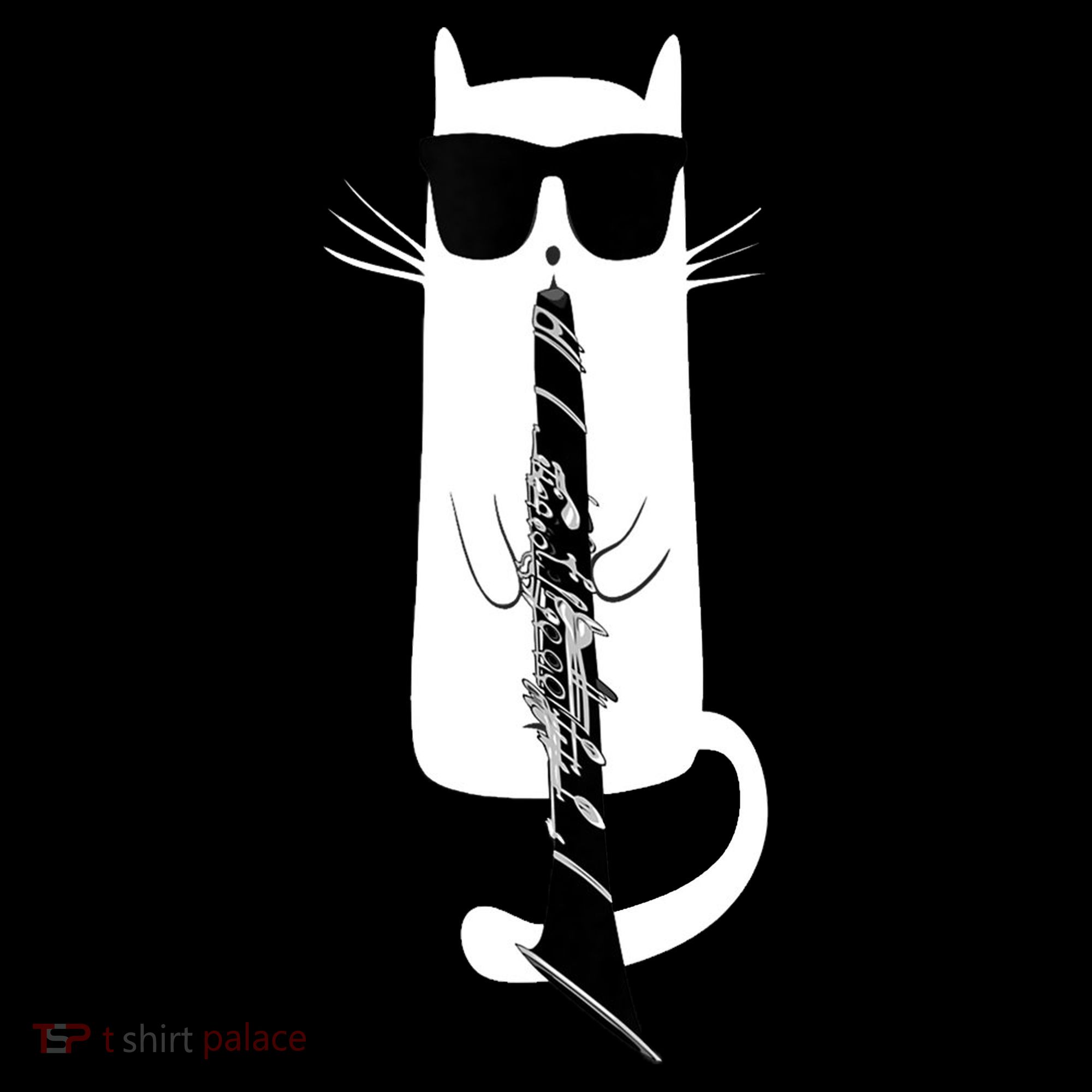 Funny Cat Wearing Sunglasses Playing Clarinet Ornament
