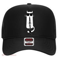 Funny Cat Wearing Sunglasses Playing Clarinet Hat thumb 0