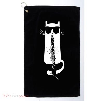 Funny Cat Wearing Sunglasses Playing Clarinet Golf Towel