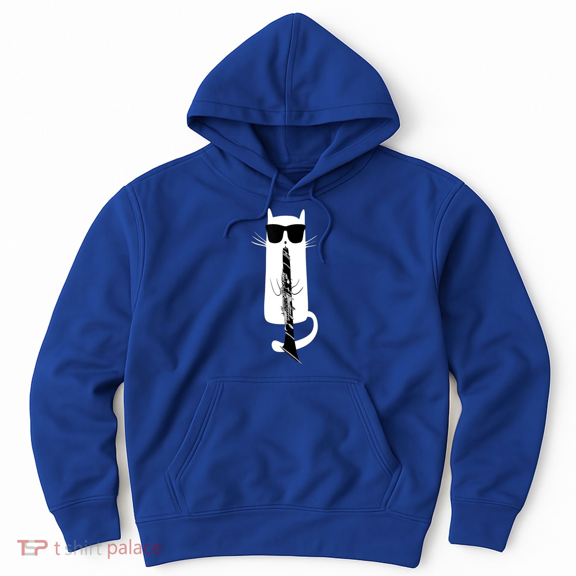 Funny Cat Wearing Sunglasses Playing Clarinet Hoodie
