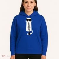 Funny Cat Wearing Sunglasses Playing Clarinet Hoodie thumb 5