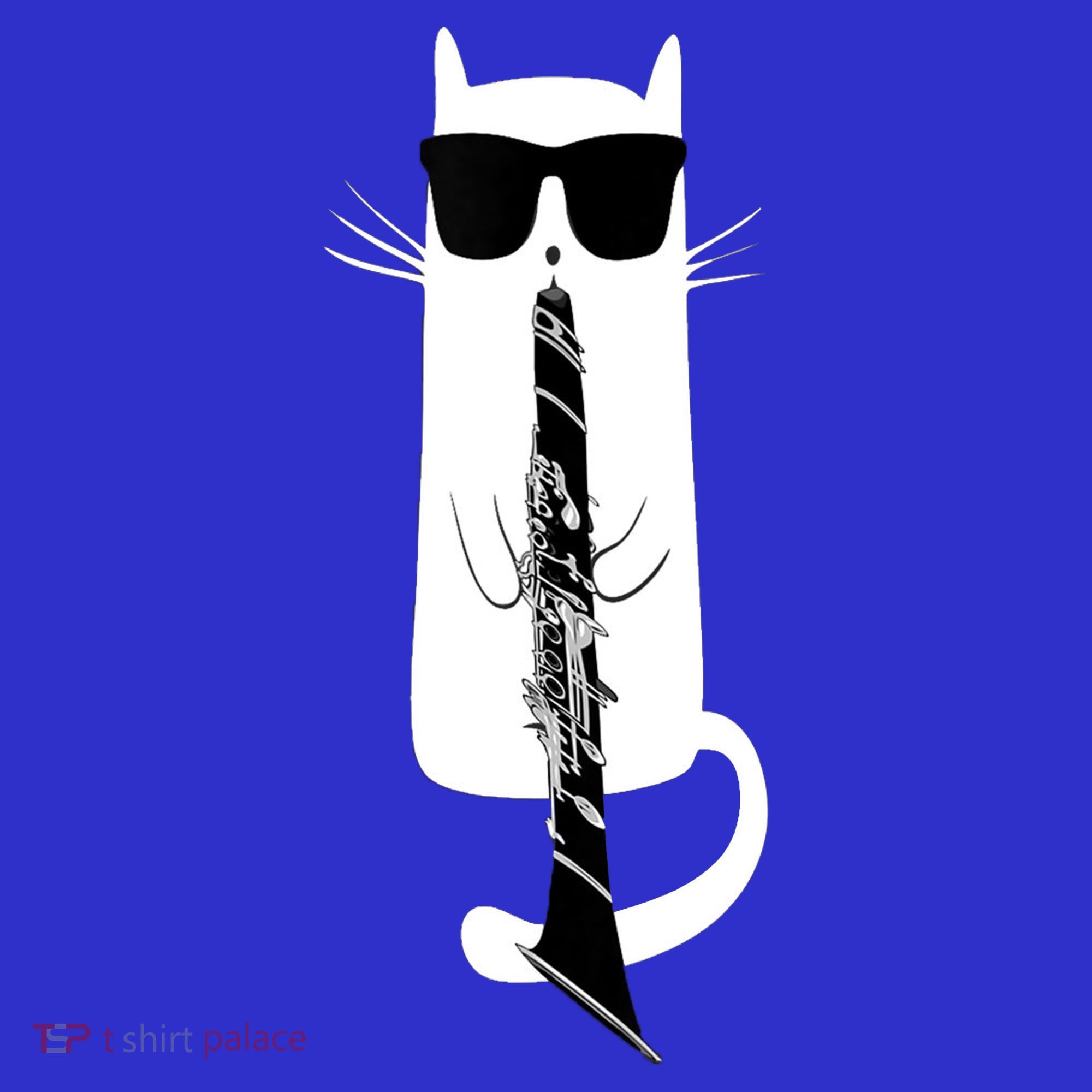 Funny Cat Wearing Sunglasses Playing Clarinet Long Sleeve Shirt