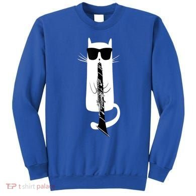 Funny Cat Wearing Sunglasses Playing Clarinet Sweatshirt