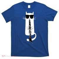 Funny Cat Wearing Sunglasses Playing Clarinet T-Shirt thumb 0