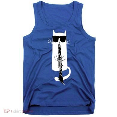 Funny Cat Wearing Sunglasses Playing Clarinet Tank Top