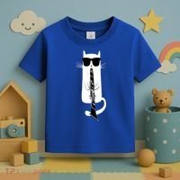 Funny Cat Wearing Sunglasses Playing Clarinet Toddler T-Shirt thumb 3