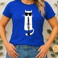Funny Cat Wearing Sunglasses Playing Clarinet Women's T-Shirt thumb 2