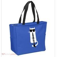 Funny Cat Wearing Sunglasses Playing Clarinet Tote Bag thumb 2