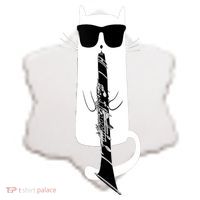 Funny Cat Wearing Sunglasses Playing Clarinet Ceramic Ornament thumb 2