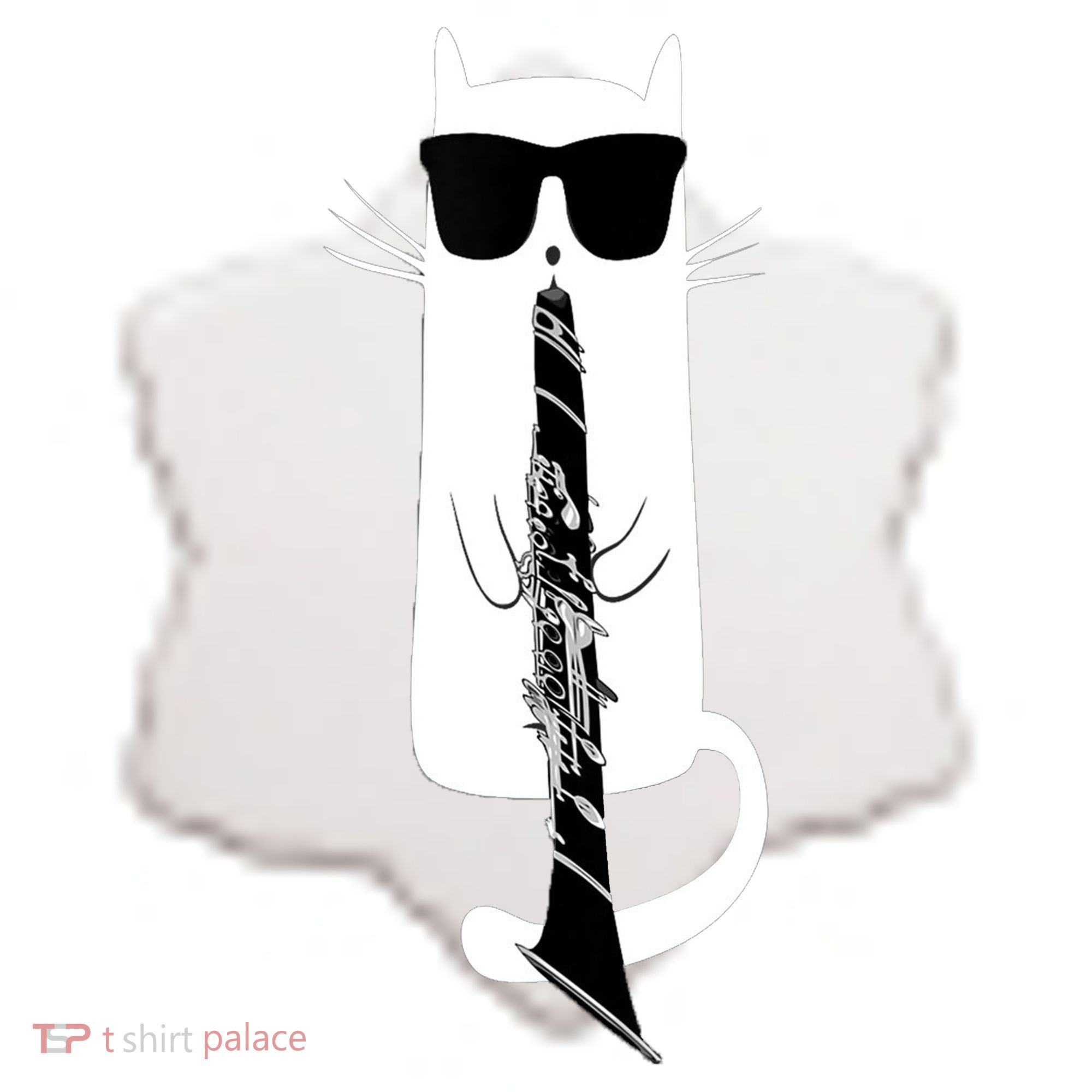Funny Cat Wearing Sunglasses Playing Clarinet Ceramic Ornament