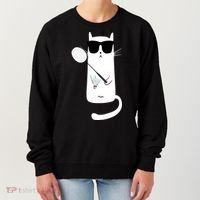 Funny Cat Wearing Sunglasses Playing Badminton Gift Women's Sweatshirt thumb 0