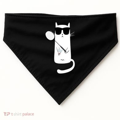 Funny Cat Wearing Sunglasses Playing Badminton Gift USA-Made Doggie Bandana