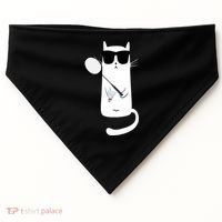 Funny Cat Wearing Sunglasses Playing Badminton Gift USA-Made Doggie Bandana thumb 0