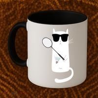 Funny Cat Wearing Sunglasses Playing Badminton Gift Coffee Mug thumb 2