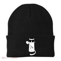 Funny Cat Wearing Sunglasses Playing Badminton Gift Beanie thumb 0