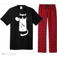 Funny Cat Wearing Sunglasses Playing Badminton Gift Pajama Set thumb 0