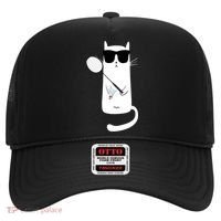 Funny Cat Wearing Sunglasses Playing Badminton Gift Hat thumb 0