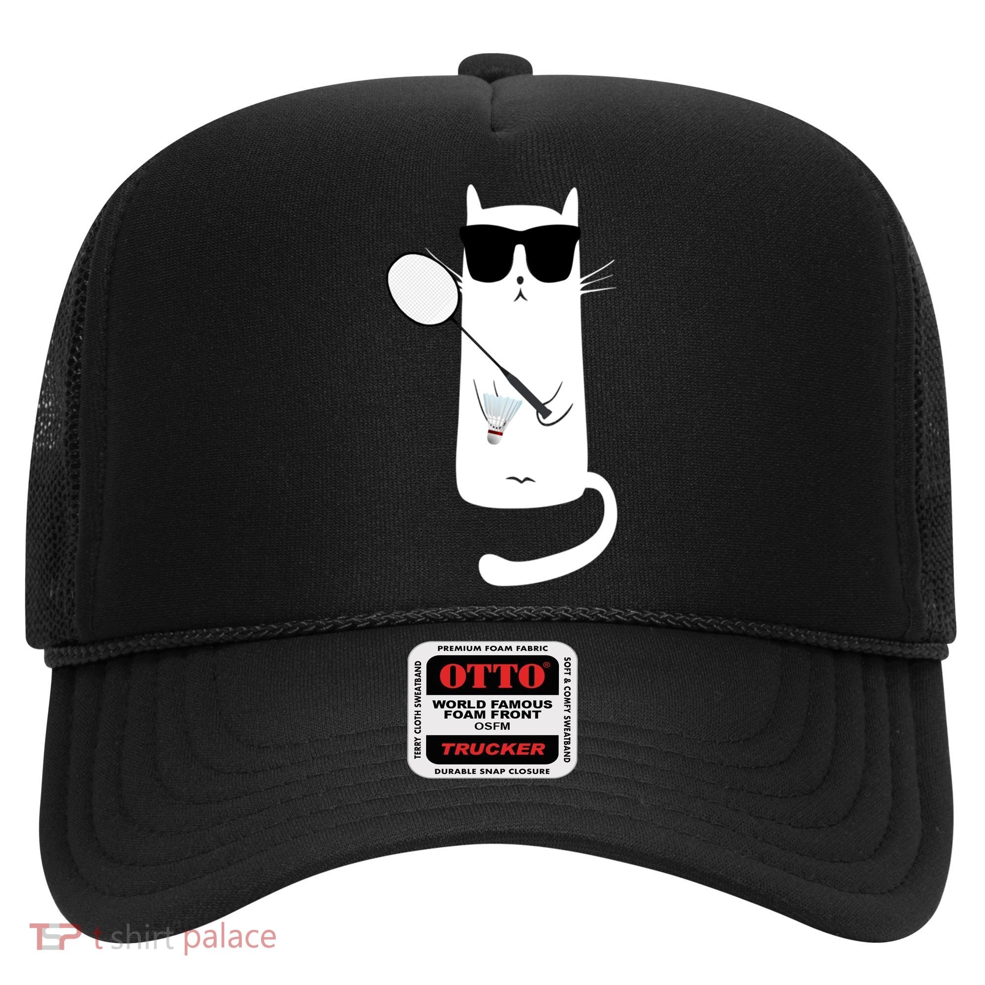 Funny Cat Wearing Sunglasses Playing Badminton Gift Hat