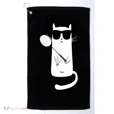 Funny Cat Wearing Sunglasses Playing Badminton Gift Golf Towel