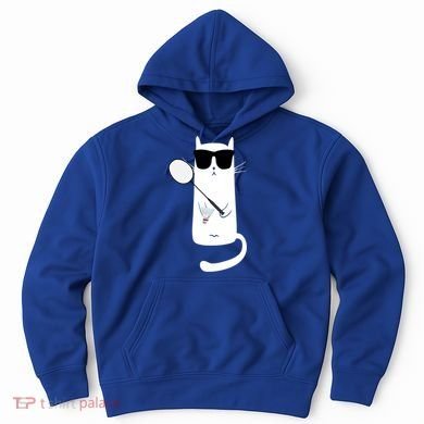 Funny Cat Wearing Sunglasses Playing Badminton Gift Hoodie