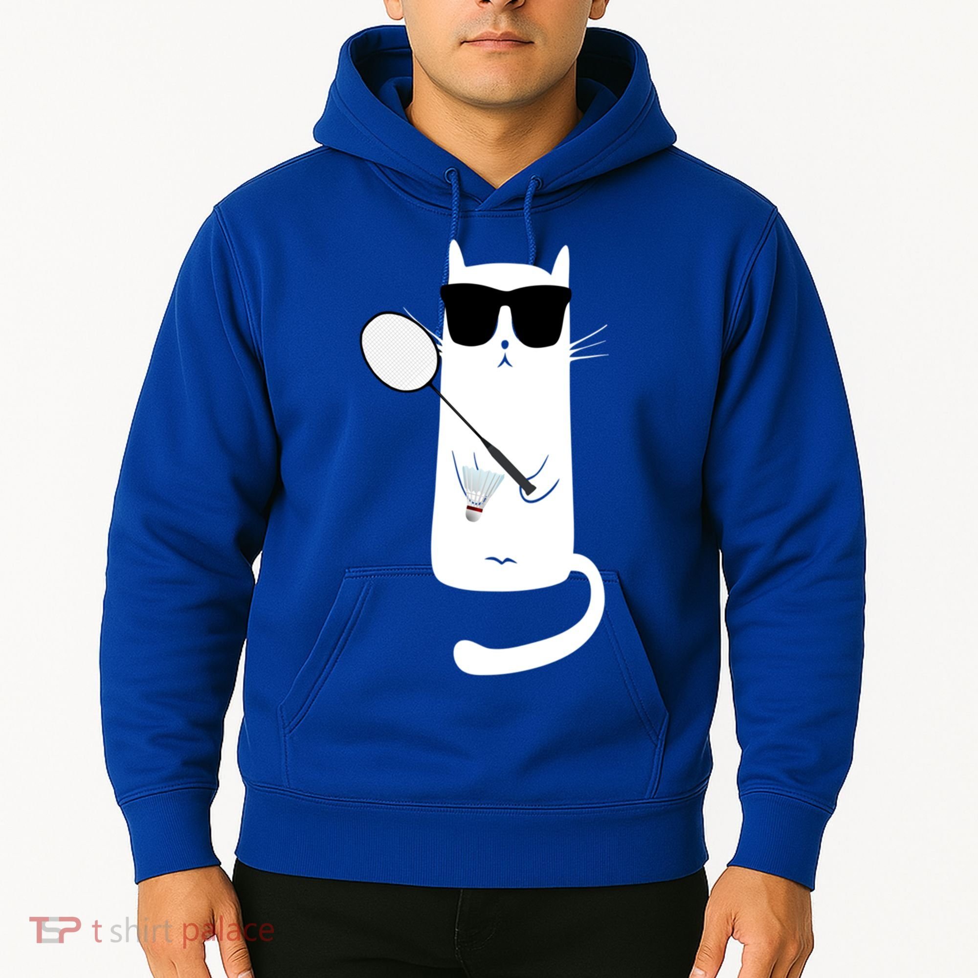 Funny Cat Wearing Sunglasses Playing Badminton Gift Hoodie