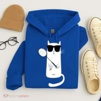 Funny Cat Wearing Sunglasses Playing Badminton Gift Hoodie thumb 4
