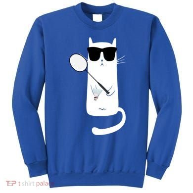Funny Cat Wearing Sunglasses Playing Badminton Gift Sweatshirt