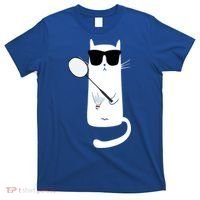 Funny Cat Wearing Sunglasses Playing Badminton Gift T-Shirt thumb 0