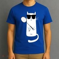 Funny Cat Wearing Sunglasses Playing Badminton Gift T-Shirt thumb 3