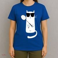 Funny Cat Wearing Sunglasses Playing Badminton Gift T-Shirt thumb 4