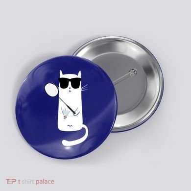 Funny Cat Wearing Sunglasses Playing Badminton Gift Button