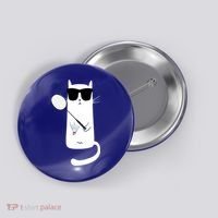 Funny Cat Wearing Sunglasses Playing Badminton Gift Button thumb 0