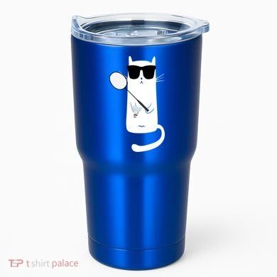 Funny Cat Wearing Sunglasses Playing Badminton Gift Tumbler