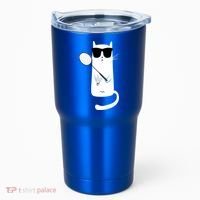 Funny Cat Wearing Sunglasses Playing Badminton Gift Tumbler thumb 0
