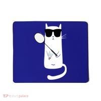 Funny Cat Wearing Sunglasses Playing Badminton Gift Mousepad thumb 0