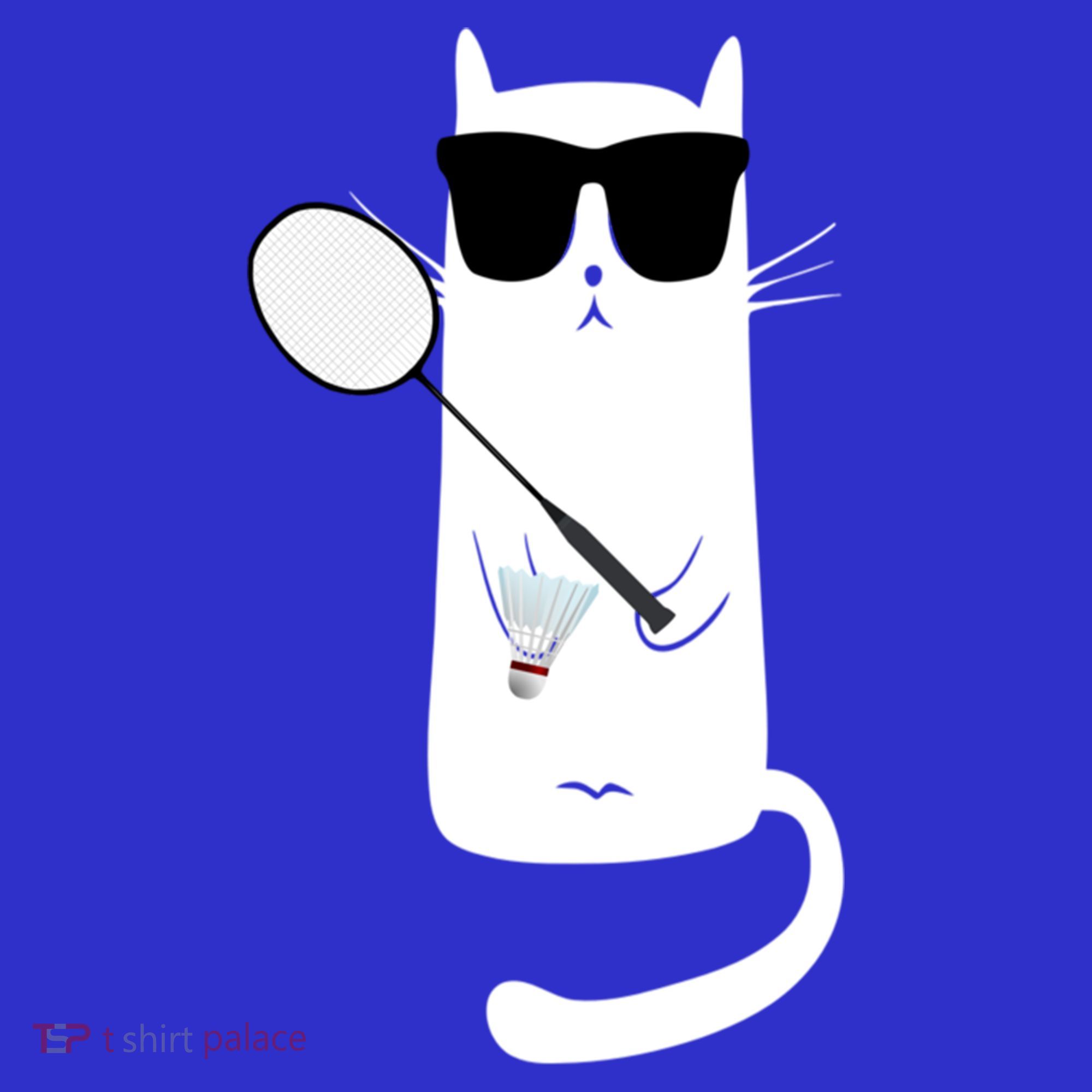 Funny Cat Wearing Sunglasses Playing Badminton Gift Mousepad