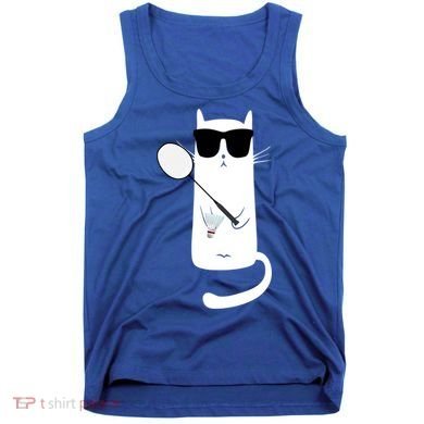 Funny Cat Wearing Sunglasses Playing Badminton Gift Tank Top