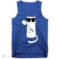 Funny Cat Wearing Sunglasses Playing Badminton Gift Tank Top thumb 0
