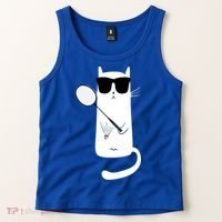 Funny Cat Wearing Sunglasses Playing Badminton Gift Tank Top thumb 2