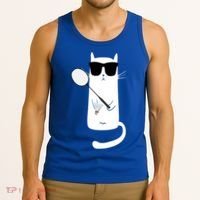 Funny Cat Wearing Sunglasses Playing Badminton Gift Tank Top thumb 3