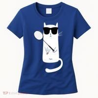 Funny Cat Wearing Sunglasses Playing Badminton Gift Women's T-Shirt thumb 0