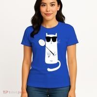 Funny Cat Wearing Sunglasses Playing Badminton Gift Women's T-Shirt thumb 4