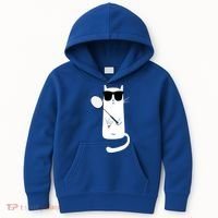 Funny Cat Wearing Sunglasses Playing Badminton Gift Kids Hoodie thumb 0