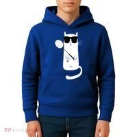 Funny Cat Wearing Sunglasses Playing Badminton Gift Kids Hoodie thumb 4