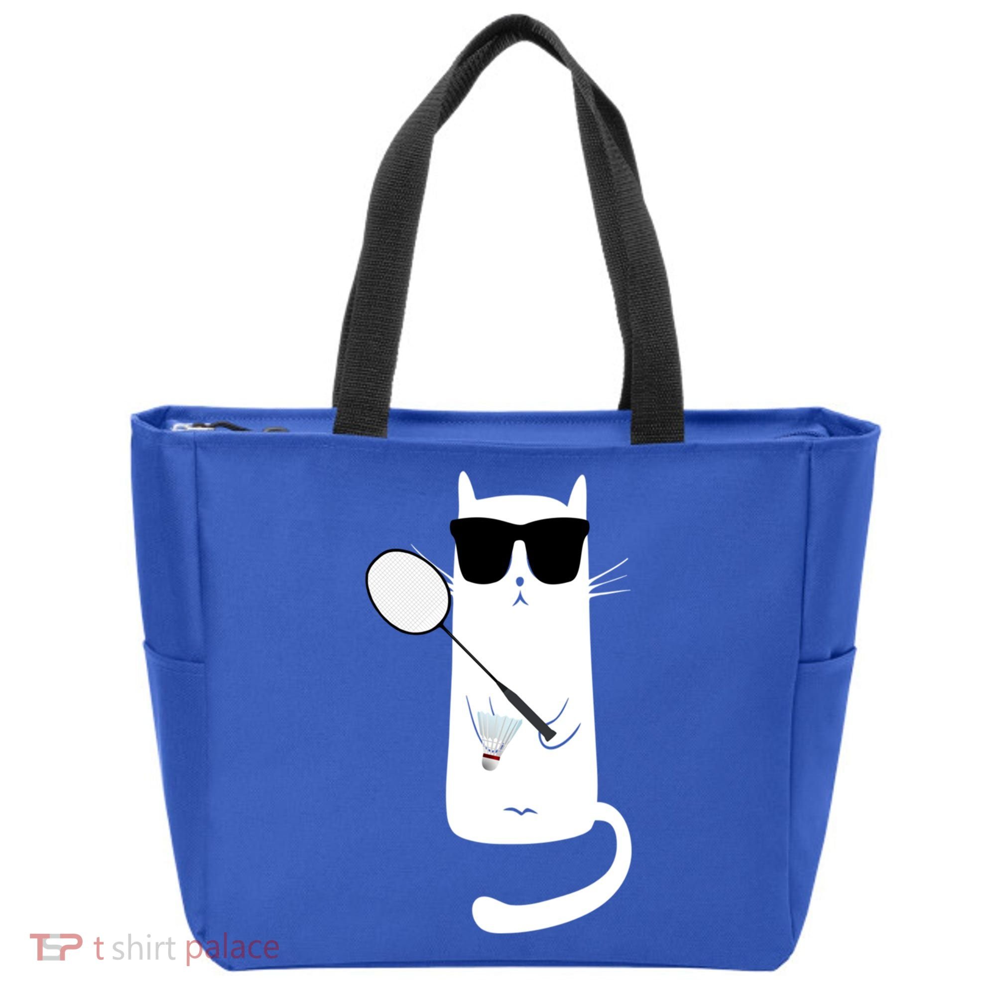 Funny Cat Wearing Sunglasses Playing Badminton Gift Tote Bag