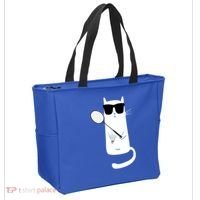 Funny Cat Wearing Sunglasses Playing Badminton Gift Tote Bag thumb 2