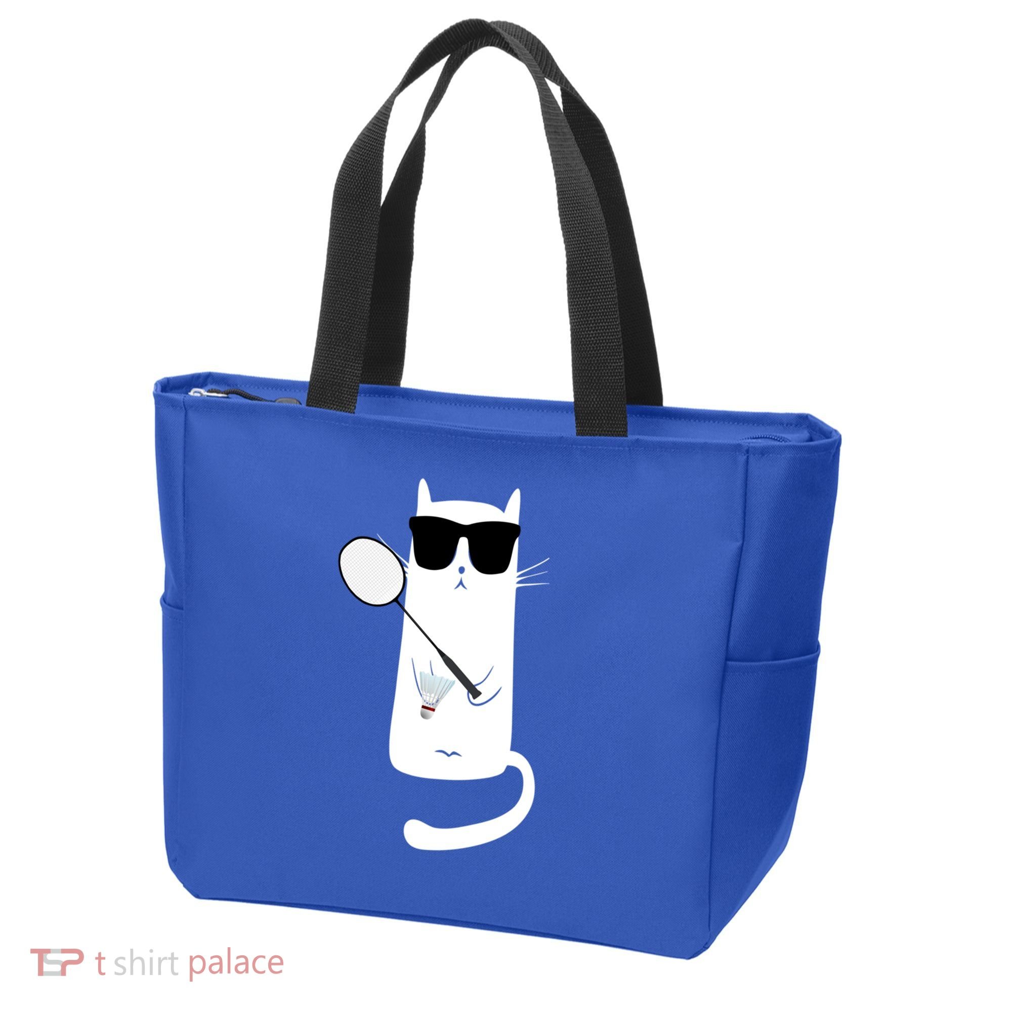 Funny Cat Wearing Sunglasses Playing Badminton Gift Tote Bag